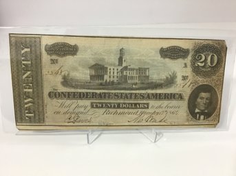 1864  $20 Confederate Note