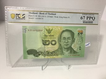 2013 Thailand 20 Baht PCGS Super Gem UNC 67 PPQ
