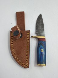 NEW 6 IN. Damascus Fixed Blade W Sheath