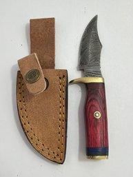 NEW 6 IN. Damascus Fixed Blade W Sheath
