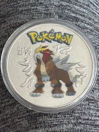 Pokemon Silver Plate Entei Collectible Coin