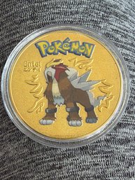 Pokemon Gold Plate Entei Collectible Coin
