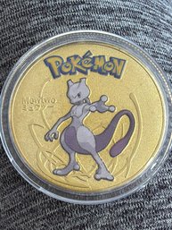 Pokemon Gold Plate Mewtwo Collectible Coin
