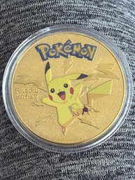 Pokemon Gold Plate Pikachu Collectible Coin
