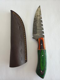 NEW 8 INCH DAMASCUS FIXED BLADE KNIFE W SHEATH