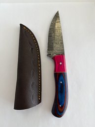 NEW 8 INCH DAMASCUS FIXED BLADE KNIFE W SHEATH