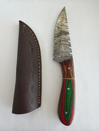 NEW 8 INCH DAMASCUS FIXED BLADE KNIFE W SHEATH