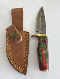 NEW 6 Inch Damascus Fixed Blade Knife W Sheath