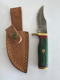 NEW 6 Inch Damascus Fixed Blade Knife W Sheath