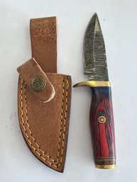 NEW 6 Inch Damascus Fixed Blade Knife W Sheath