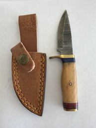NEW 6 Inch Damascus Fixed Blade Knife W Sheath