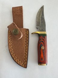 NEW 6 Inch Damascus Fixed Blade Knife W Sheath