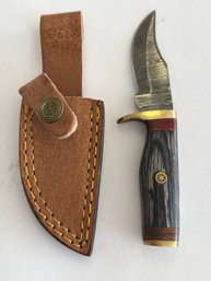 NEW 6 Inch Damascus Fixed Blade Knife W Sheath