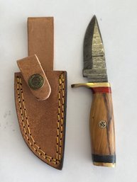 NEW 6 Inch Damascus Fixed Blade Knife W Sheath