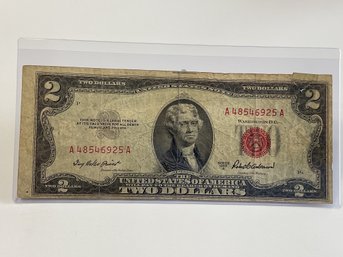 1953 A $2 Red Seal OFF CENTER