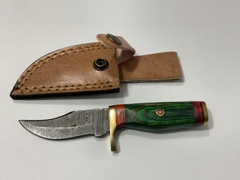 New Damascus 6 Inch Fixed Blade Knife With Sheath