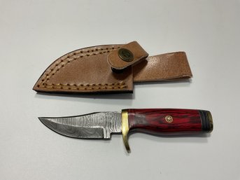 New Damascus 6 Inch Fixed Blade Knife With Sheath