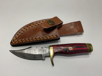 New Damascus 6 Inch Fixed Blade Knife With Sheath