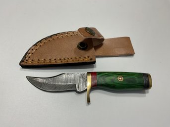 New Damascus 6 Inch Fixed Blade Knife With Sheath