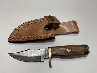 New Damascus 6 Inch Fixed Blade Knife With Sheath