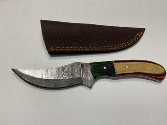 New Damascus 8 Inch Fixed Blade Knife With Sheath