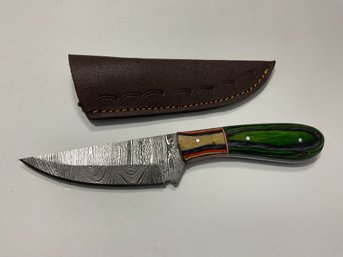 New Damascus 8 Inch Fixed Blade Knife With Sheath