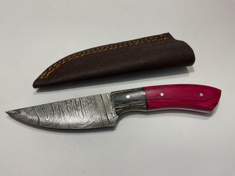 New Damascus 8 Inch Fixed Blade Knife With Sheath