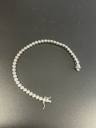 Sterling Silver Bracelet W/ Clear Stones