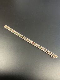 Sterling Silver Bracelet W/ Different Colored & Clear Stones