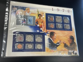 1972 U.S. Mint Uncirculated Coin Set W/ Stamps