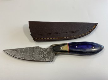 New Damascus 8 Inch Fixed Blade Knife W/ Sheath