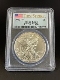 2013 W PCGS MS70 Silver Eagle 1 Ounce 999 Fine Silver