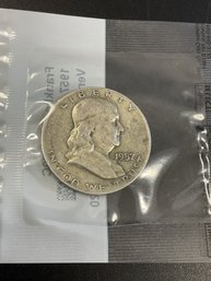 1957 D Franklin Silver Half Dollar