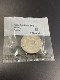 1958 D Franklin Silver Half Dollar