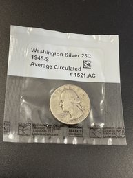 1945 S Silver Washington Quarter