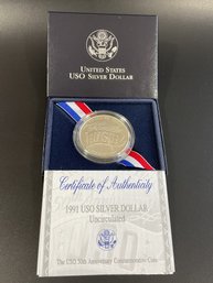 1991 USO Silver Dollar Uncirculated
