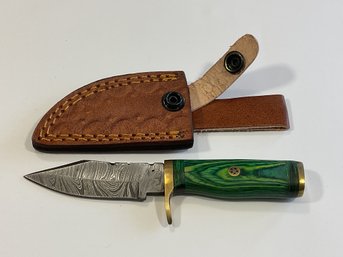 New Damascus 6 Inch Fixed Blade Knife W/ Sheath