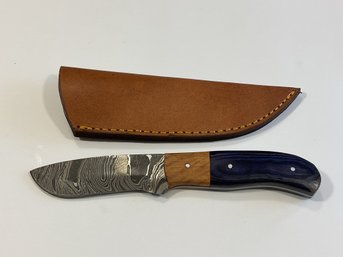 New Damascus 8 Inch Fixed Blade Knife W/ Sheath