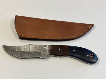 New Damascus 8 Inch Fixed Blade Knife W/ Sheath