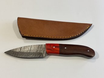 New Damascus 8 Inch Fixed Blade Knife W/ Sheath