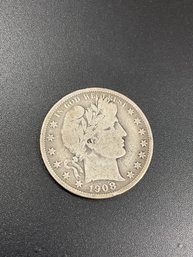 1908 O Barber Half Dollar