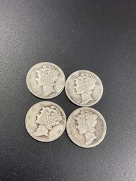 Silver Mercury Dimes-lot Of 4