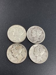Silver Mercury Dimes-Lot Of 4