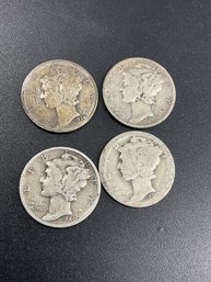 Silver Mercury Dimes-Lot Of 4