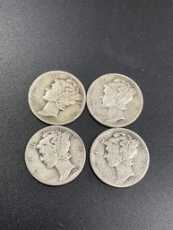 Silver Mercury Dimes-Lot Of 4