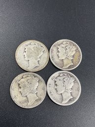 Silver Mercury Dimes-Lot Of 4