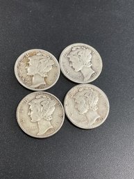 Silver Mercury Dimes-Lot Of 4