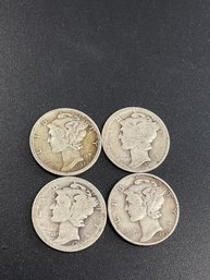 Silver Mercury Dimes-Lot Of 4