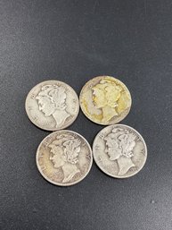 Silver Mercury Dimes-Lot Of 4
