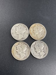 Silver Mercury Dimes-Lot Of 4